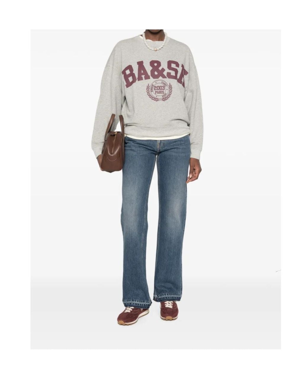 Ba&sh Gray Logo-Print Sweatshirt