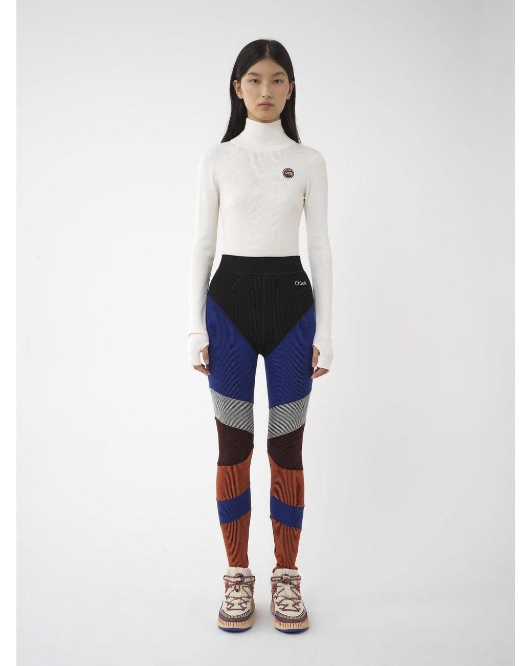 Chloé Blue Chloé Patchwork High-Waisted Leggings