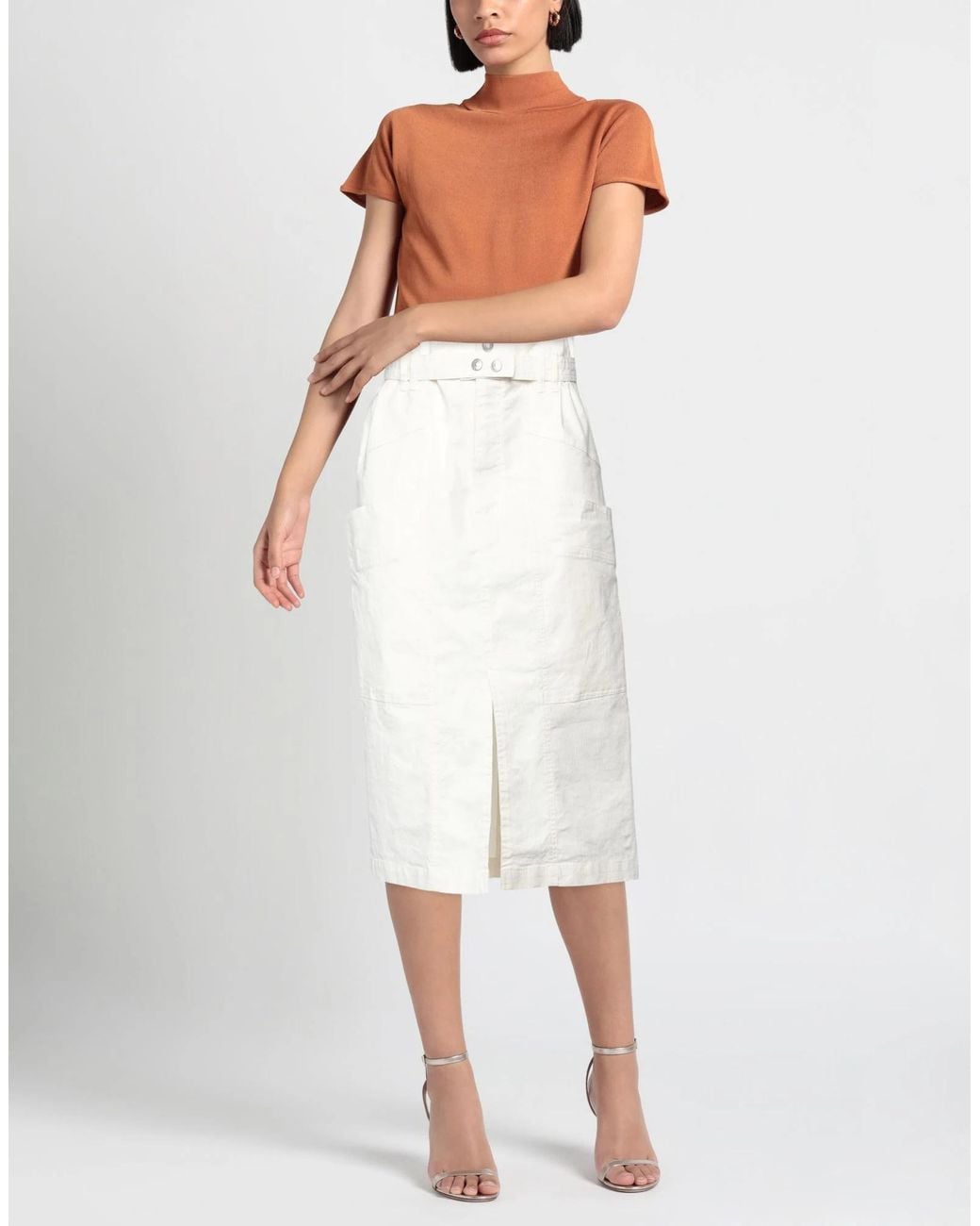 Isabel Marant White Solid Stretch Skirt