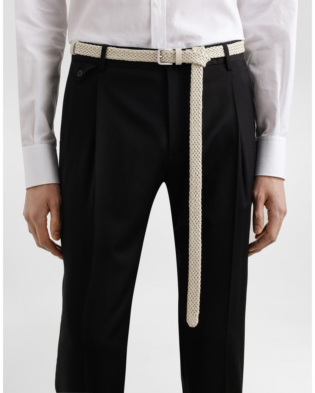 Dolce & Gabbana White Braided Belt for men