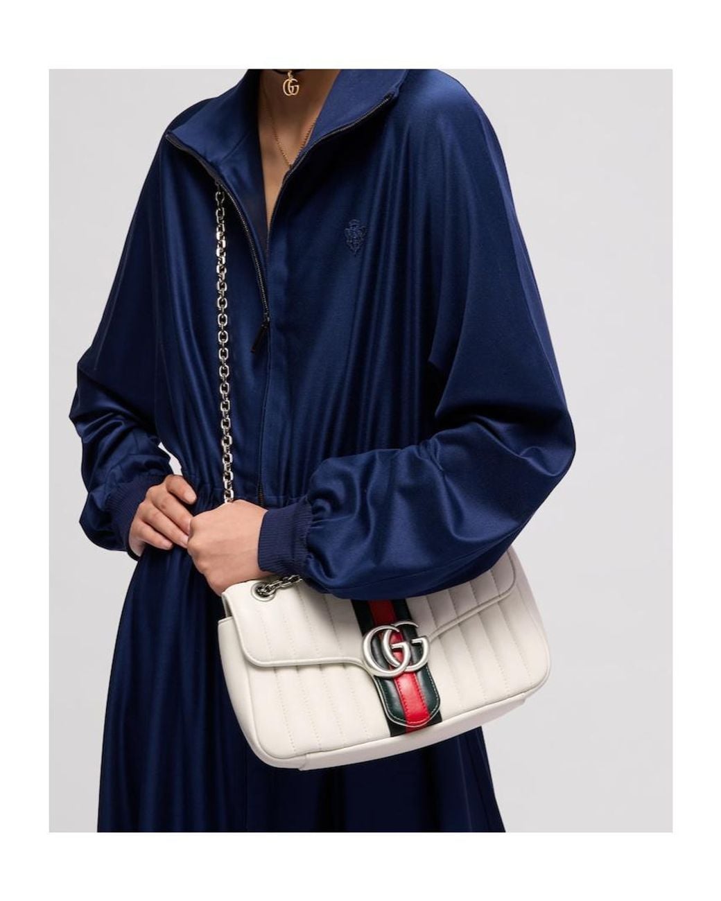 Gucci White Jetset Gg Marmont Medium Shoulder Bag