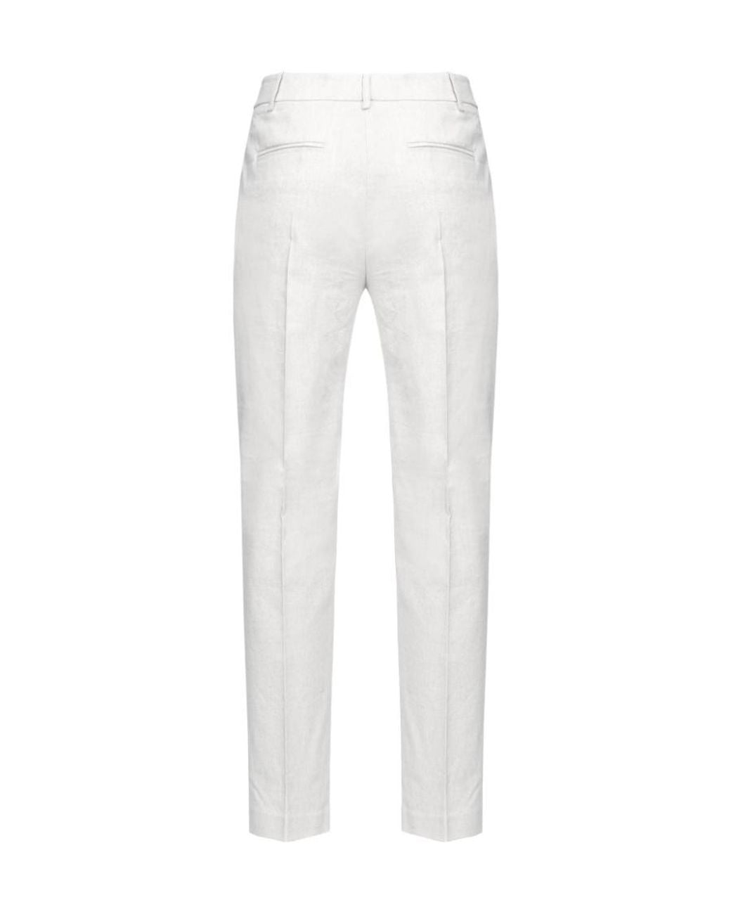 Pinko White Cropped Straight-Leg Trousers
