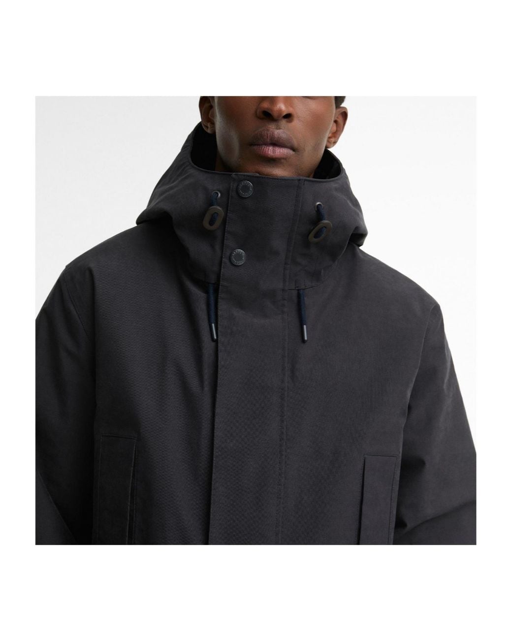 Barbour Black Hooded Long Coat for men