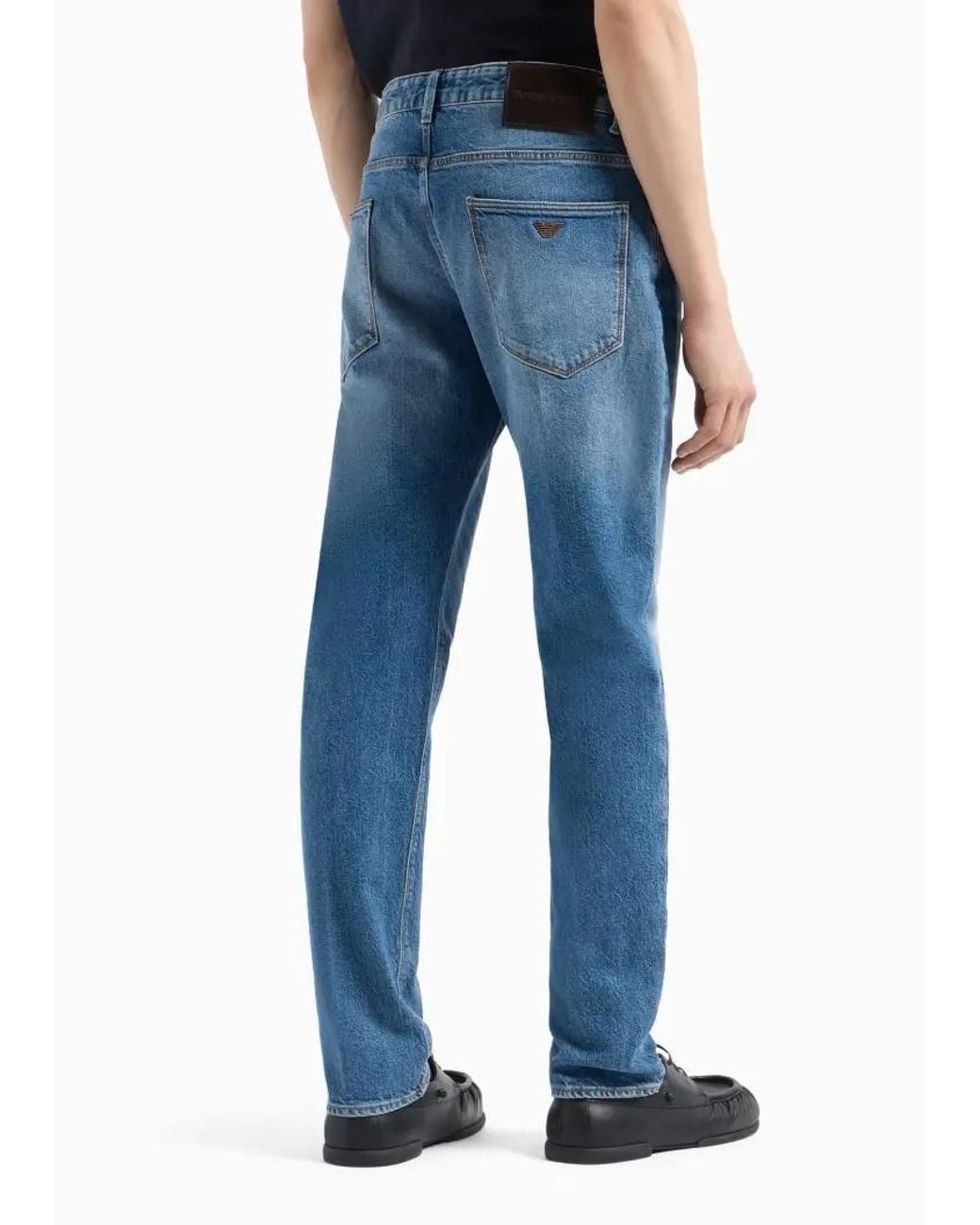 Emporio Armani Blue Micro-Elastic Narrow-Leg Jeans for men