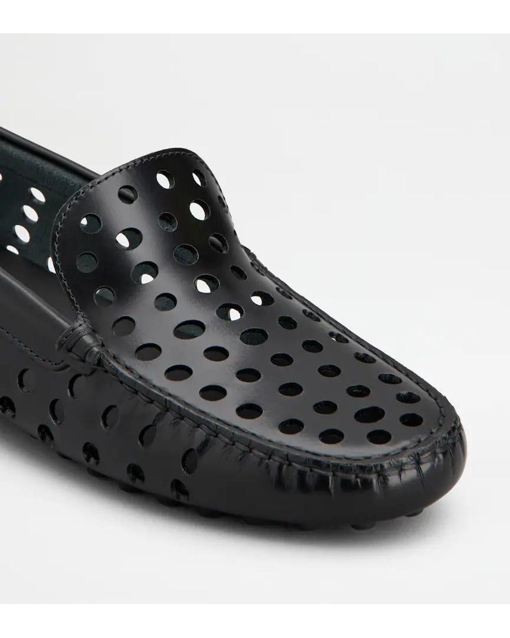 Tod's Black Gommino Perforated Loafers
