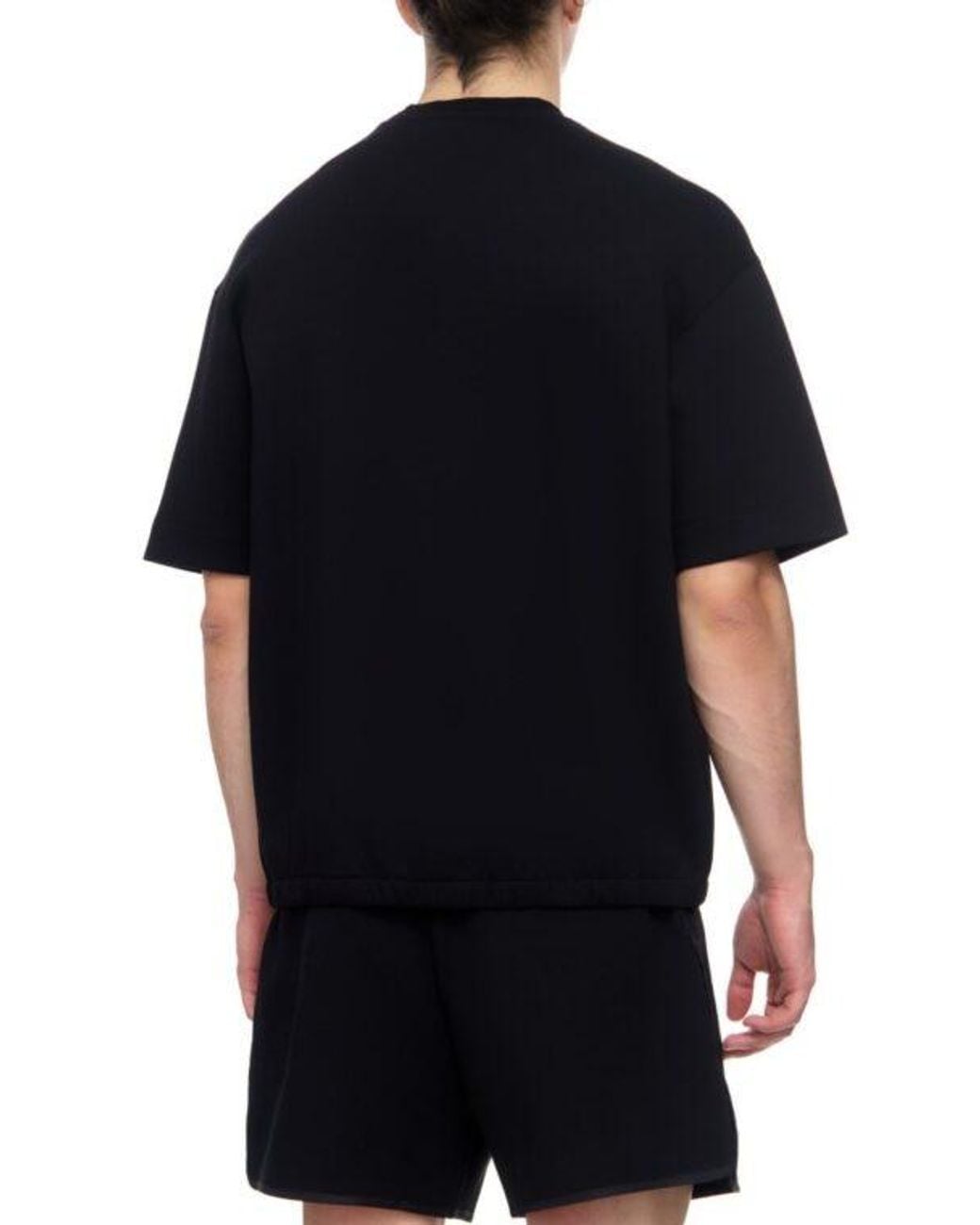 Emporio Armani Black Logo-Embroidered Cotton Blend T-Shirt for men