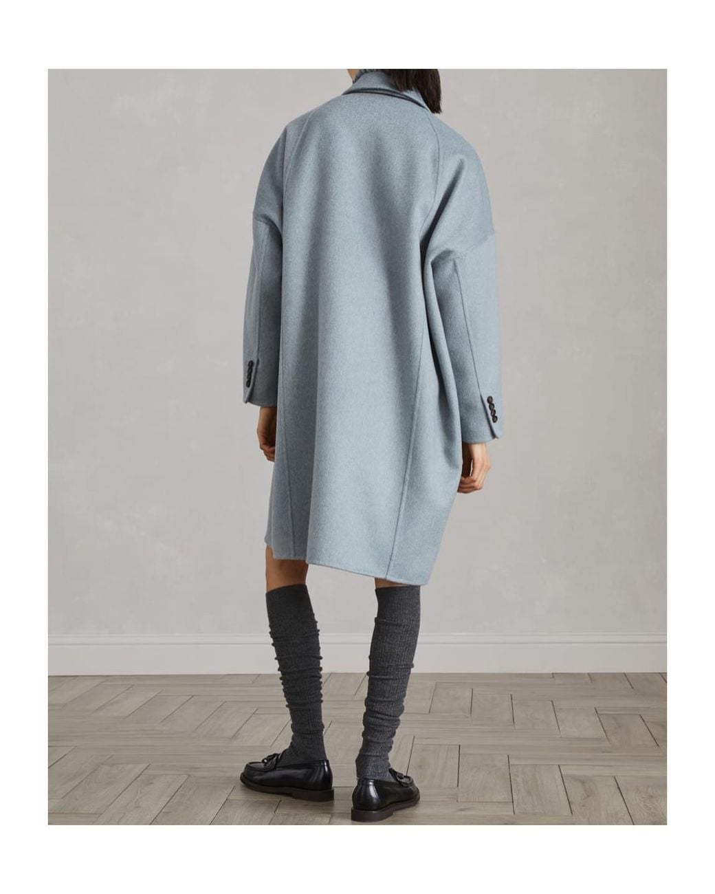 Brunello Cucinelli Blue Cashmere Midi Coat