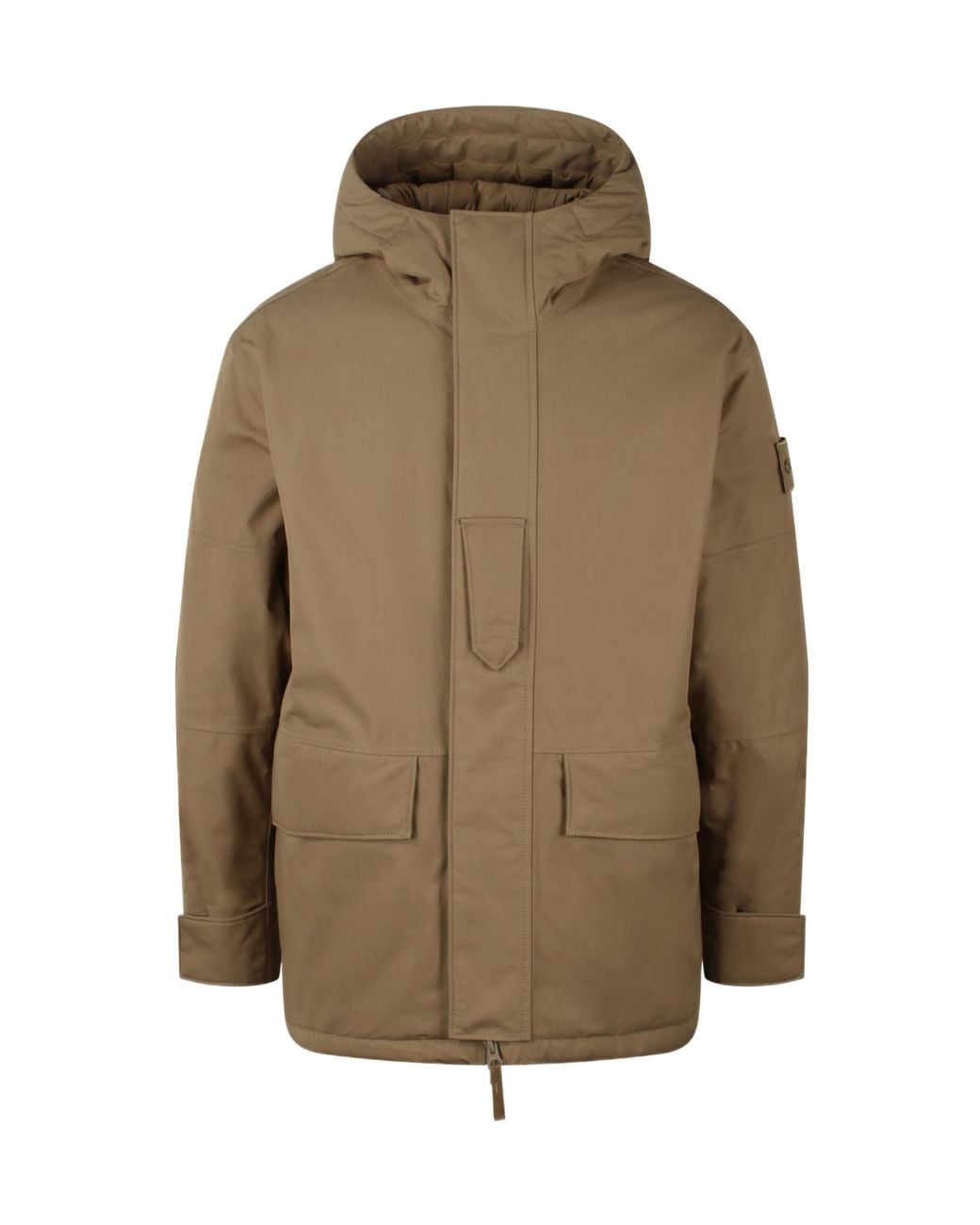 Stone Island Brown Garment-Dyed Cotton Hooded Jacket for men
