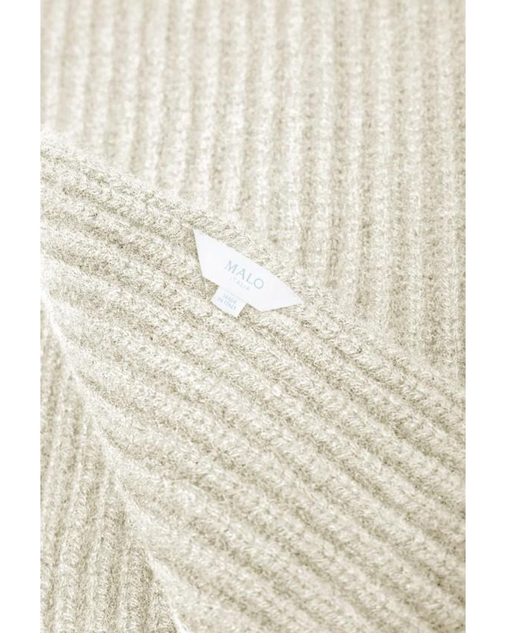 Malo White Ribbed Knit Scarf
