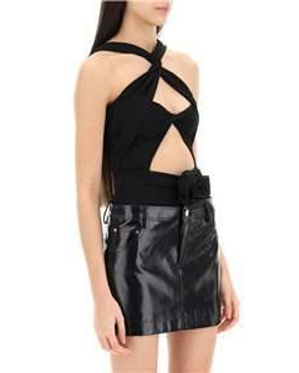 Magda Butrym Black Twisted Cut-Out Bodysuit