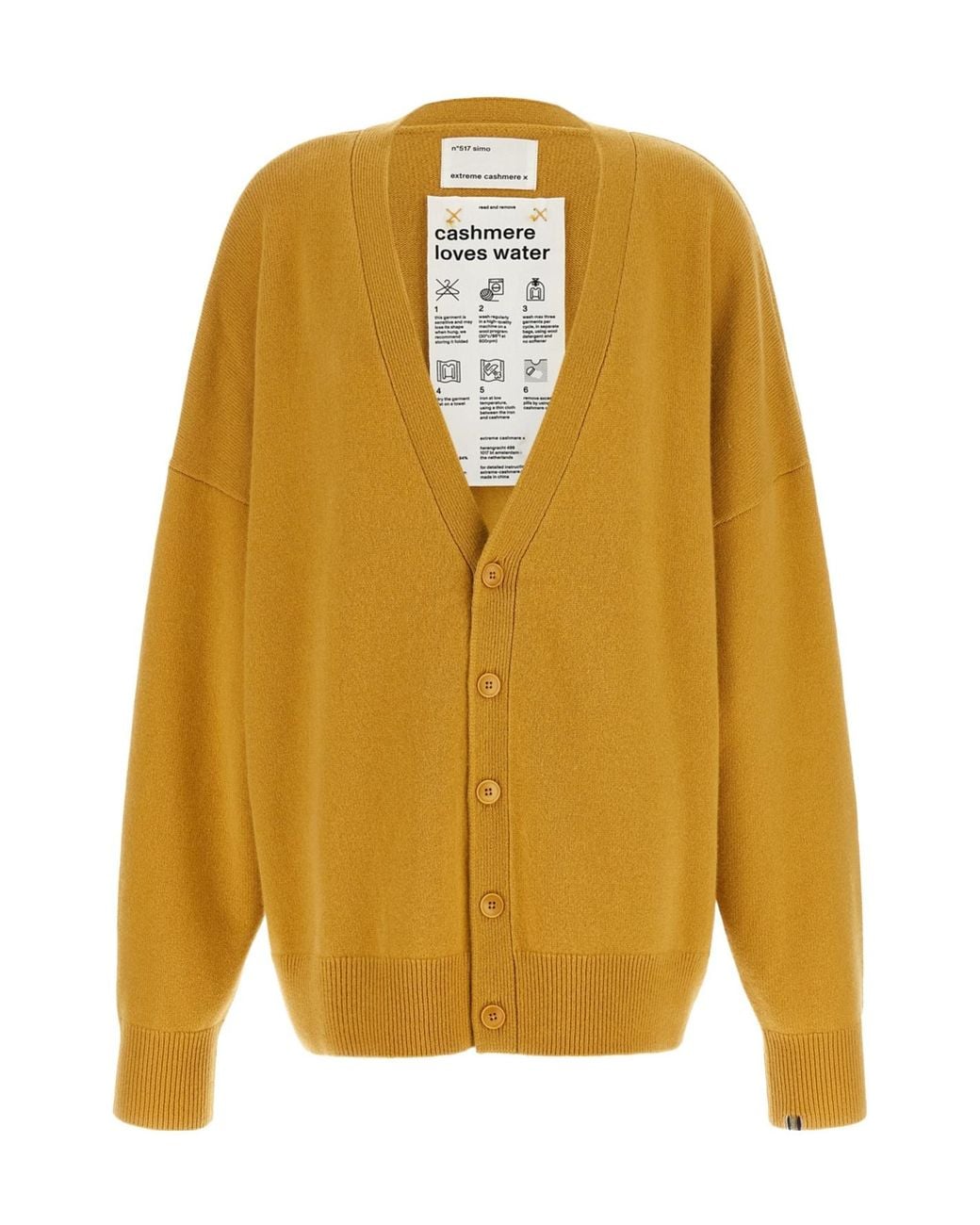 Extreme Cashmere Yellow Long-Sleeve Open-Front Cardigan