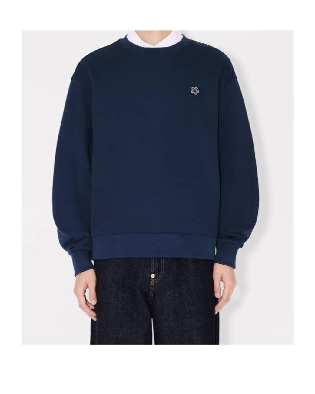 KENZO Blue Boke Flower Logo Patch Crewneck Sweatshirt for men