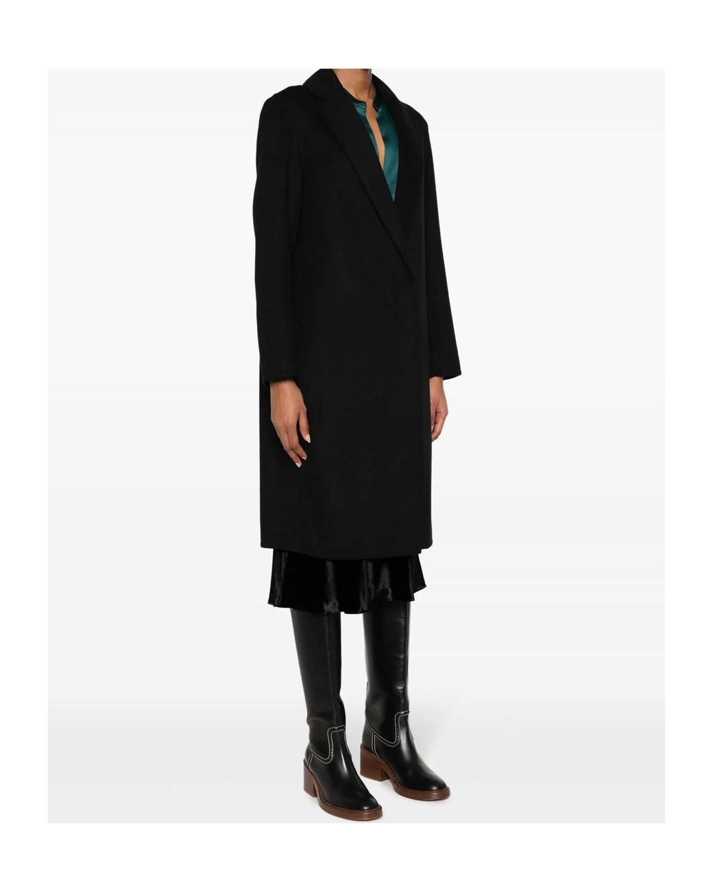 Vince Black Notched-Lapel Trench Coat