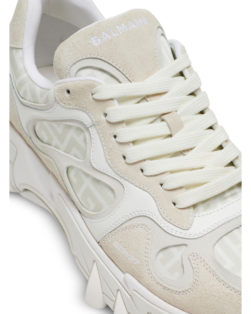 Balmain White B-East Monogrammed Trainers