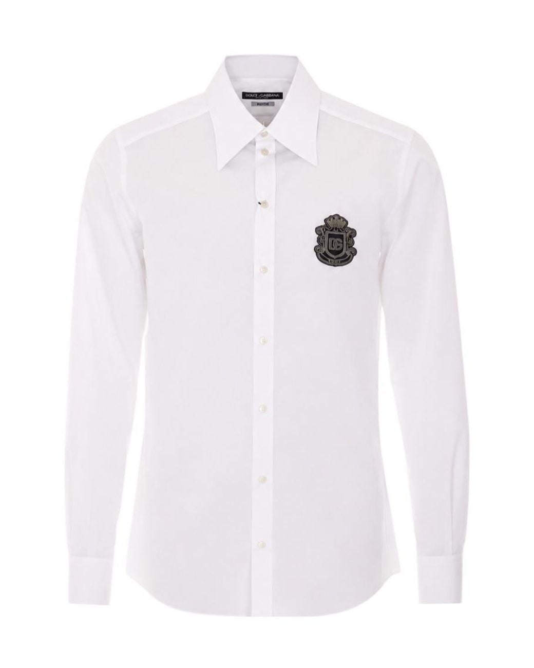 Dolce & Gabbana White Heraldic Patch Shirt for men