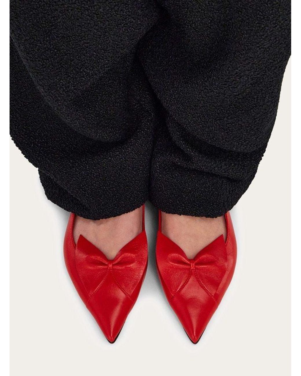 Ferragamo Red Bow Ballet Flat
