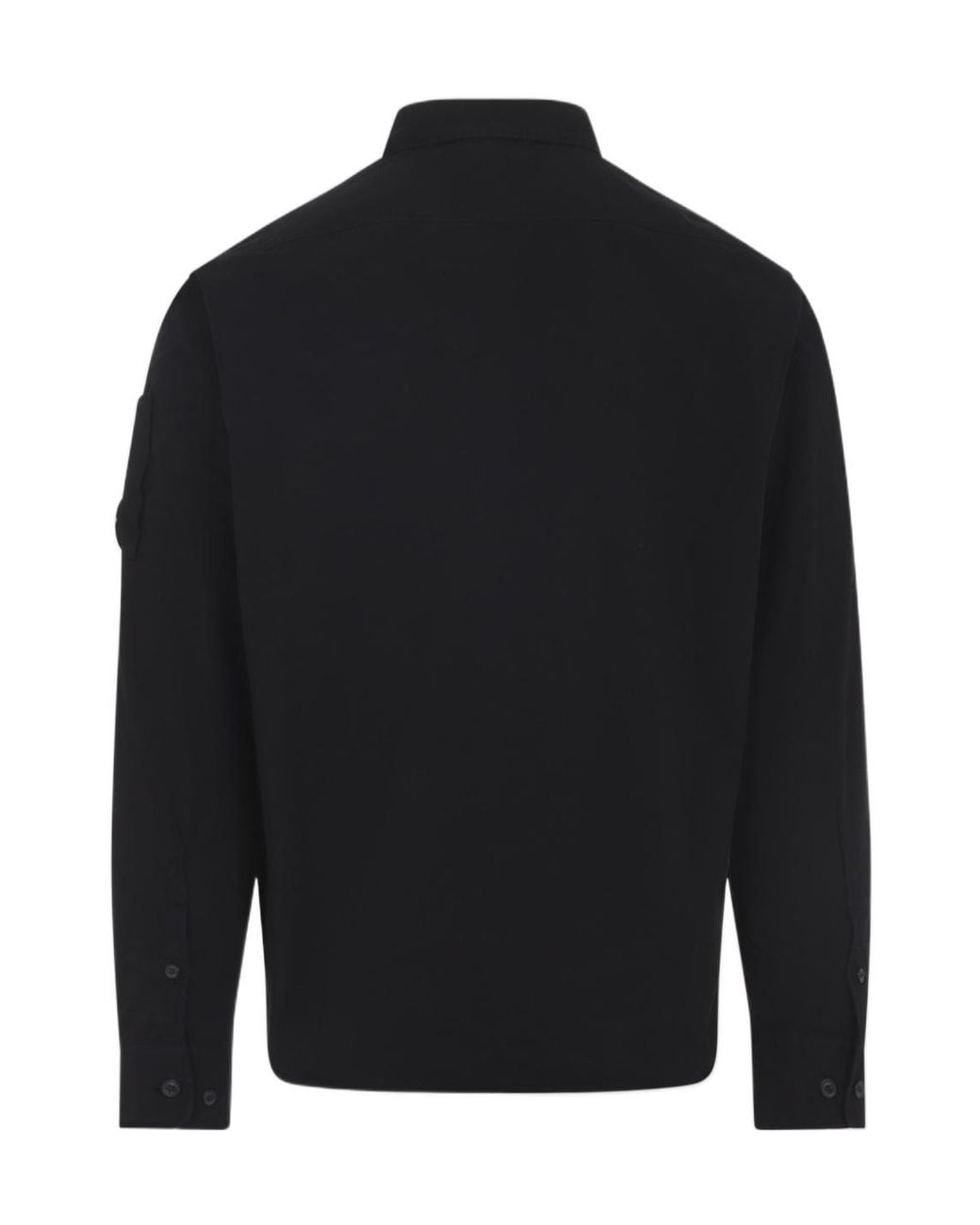 C P Company Black Gabardine Longsleeve Button Shirt for men