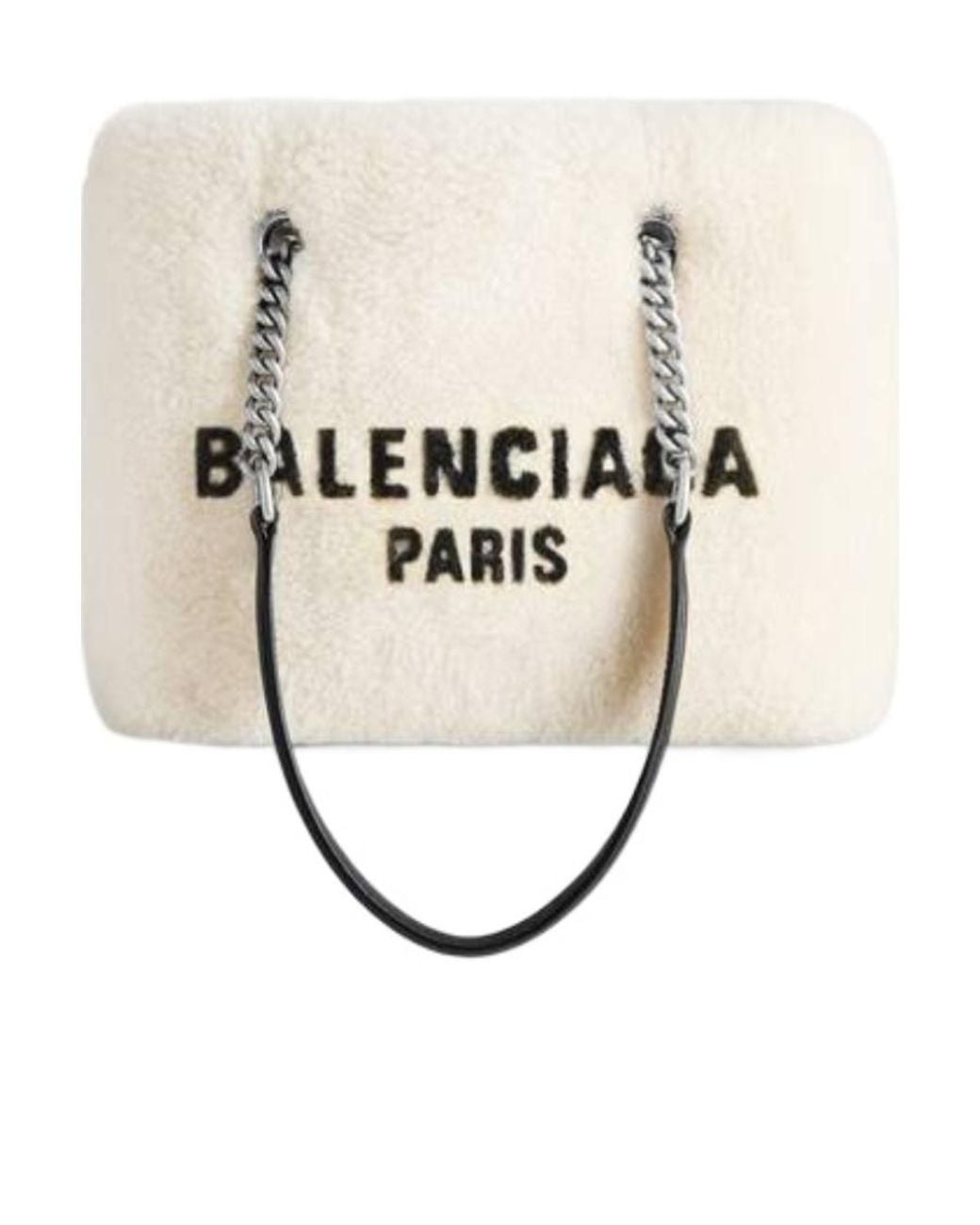 Balenciaga White Logo Flocked Tote Bag