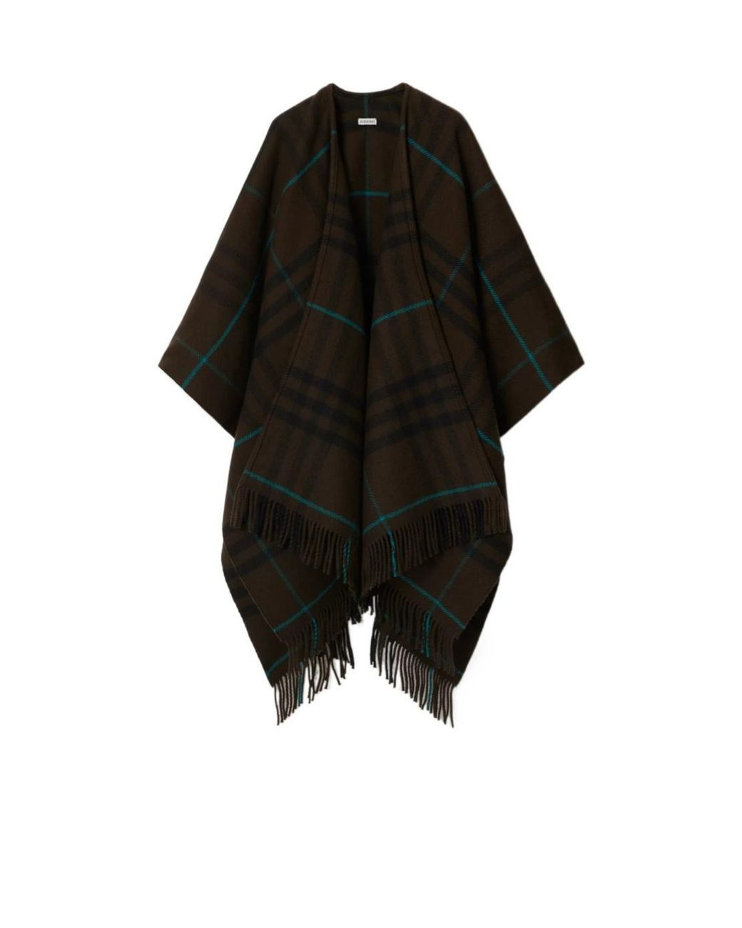 Burberry Black Checked Fringed Cape