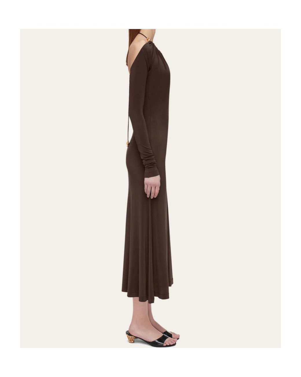 Ferragamo Brown Ferragamo Long Crepe Dress