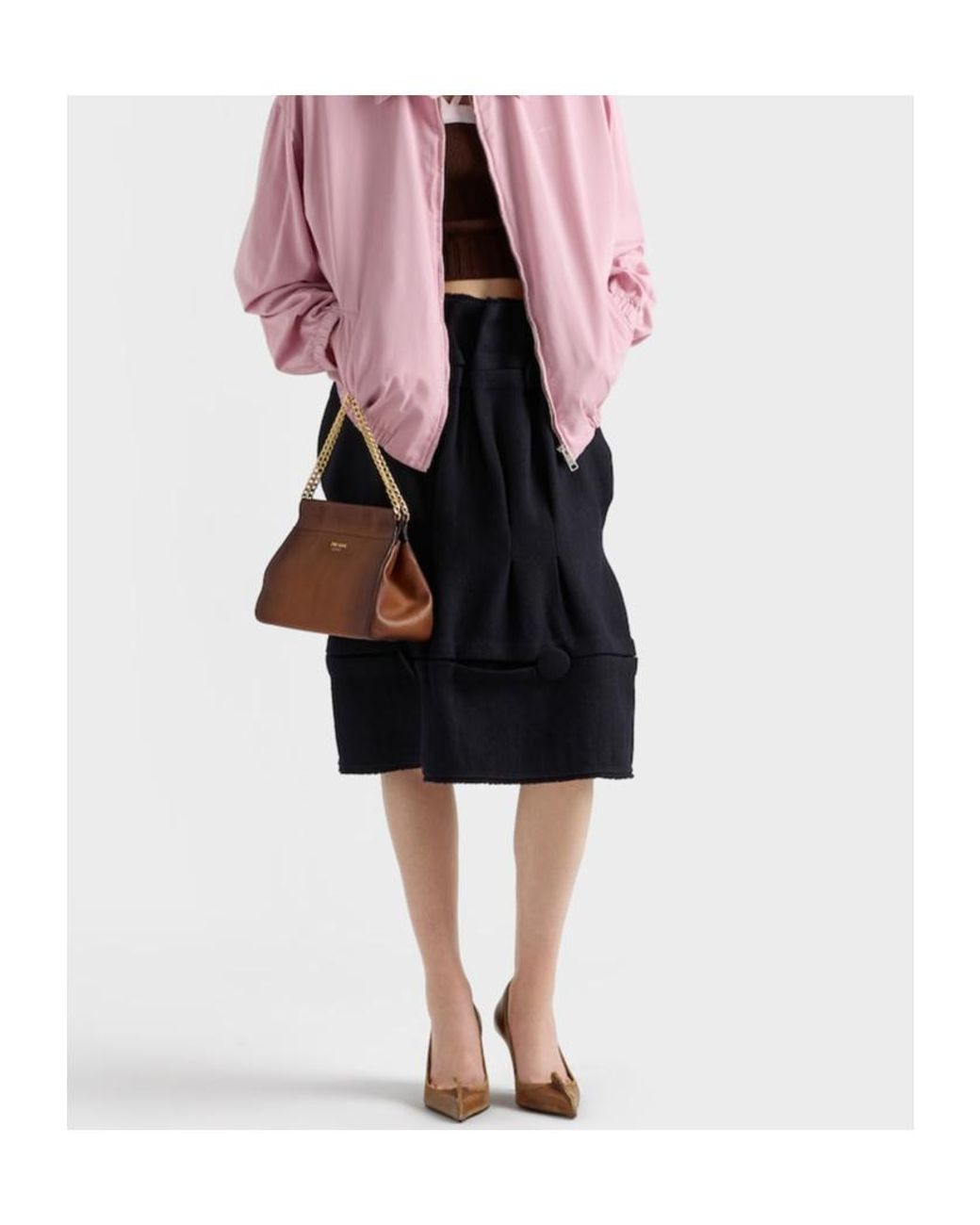 Prada Black Chevron Midi Skirt