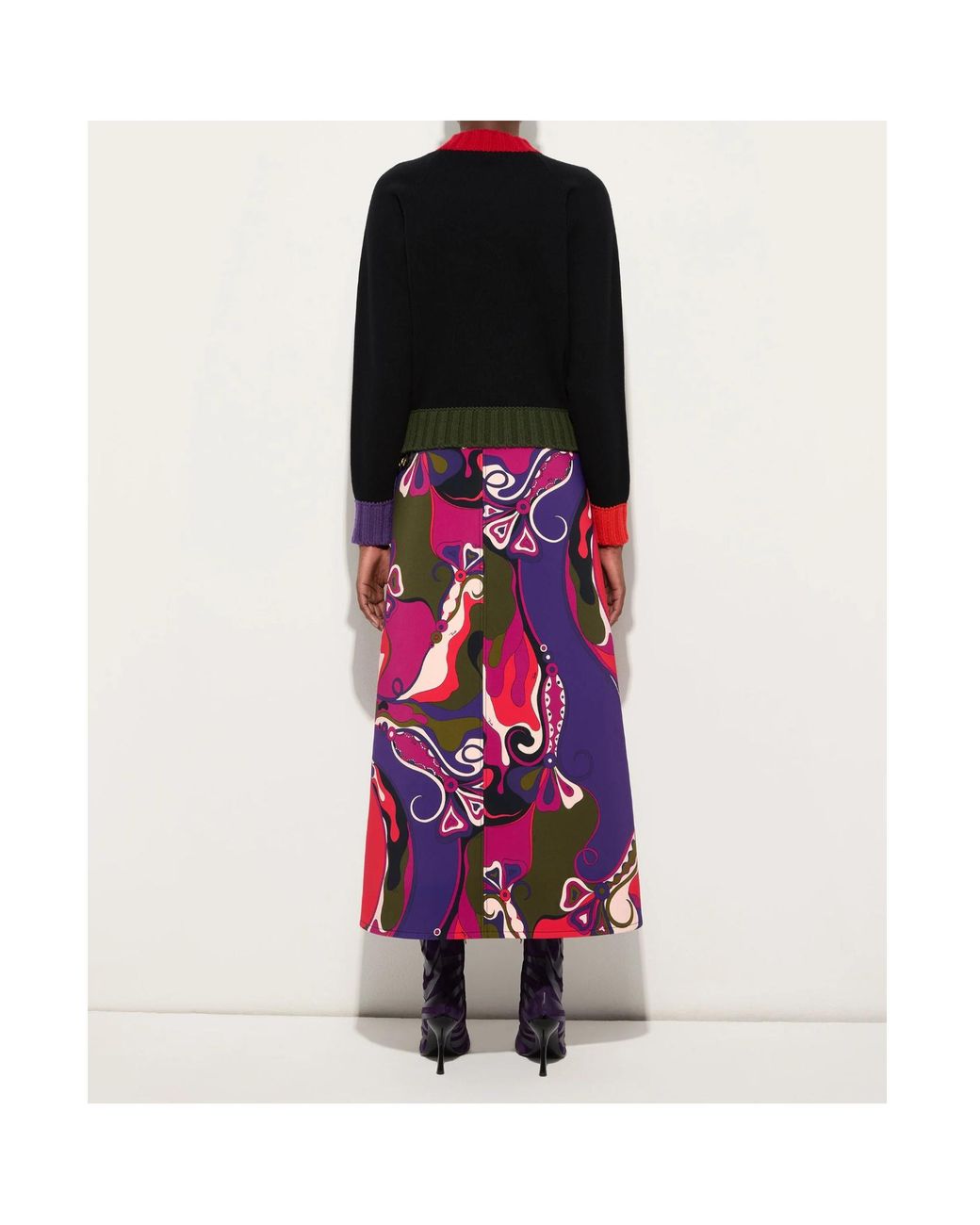 Emilio Pucci Black Sweater With Color Block Details