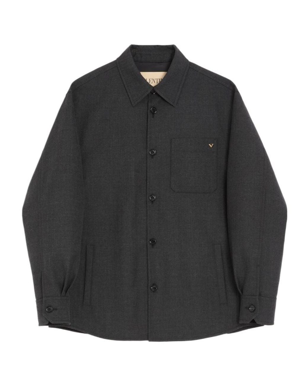 Valentino Gray Vgold Button-Up Shirt Jacket for men