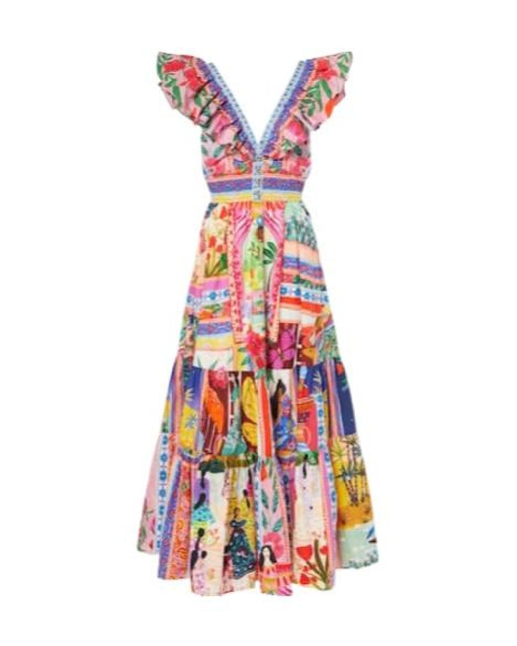 Camilla White Embellished Cutout Cotton Maxi Dress
