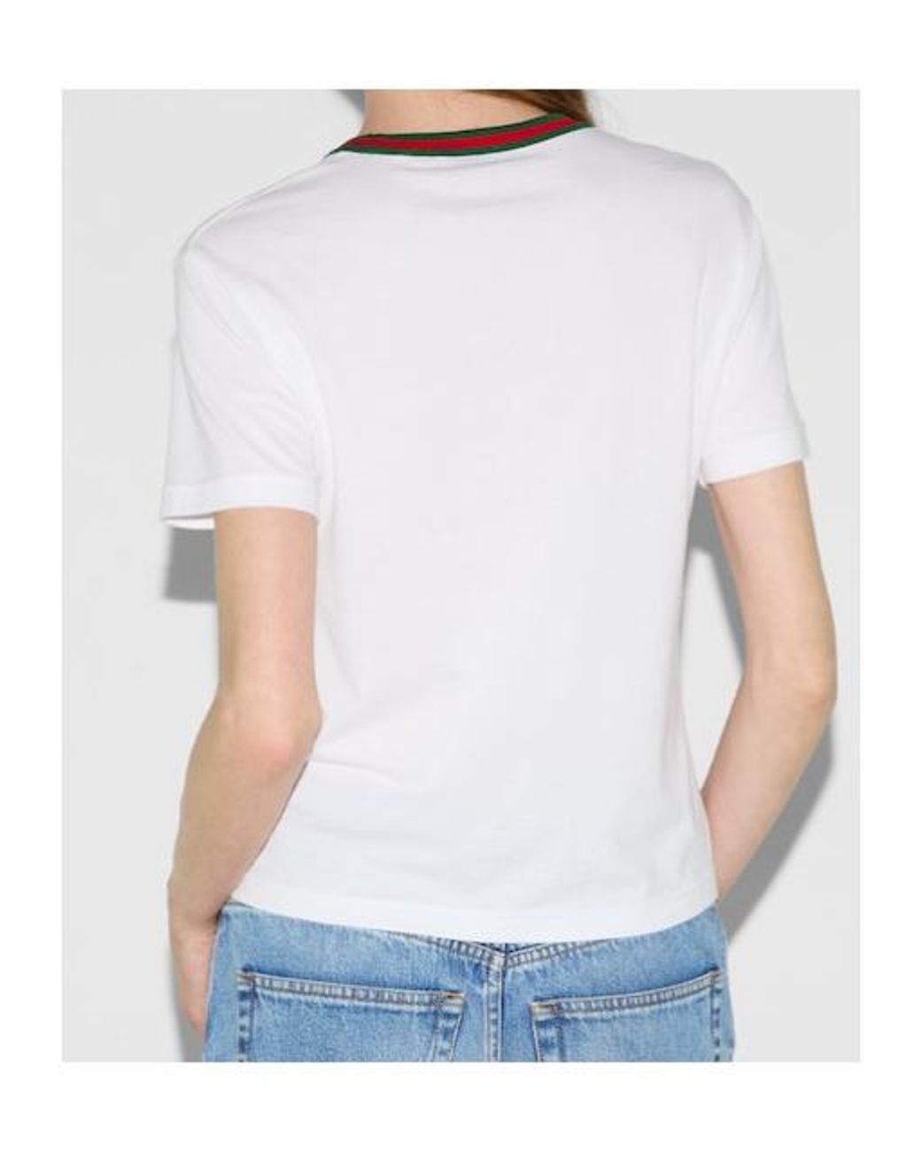 Gucci White Logo Detailed Crewneck T-Shirt