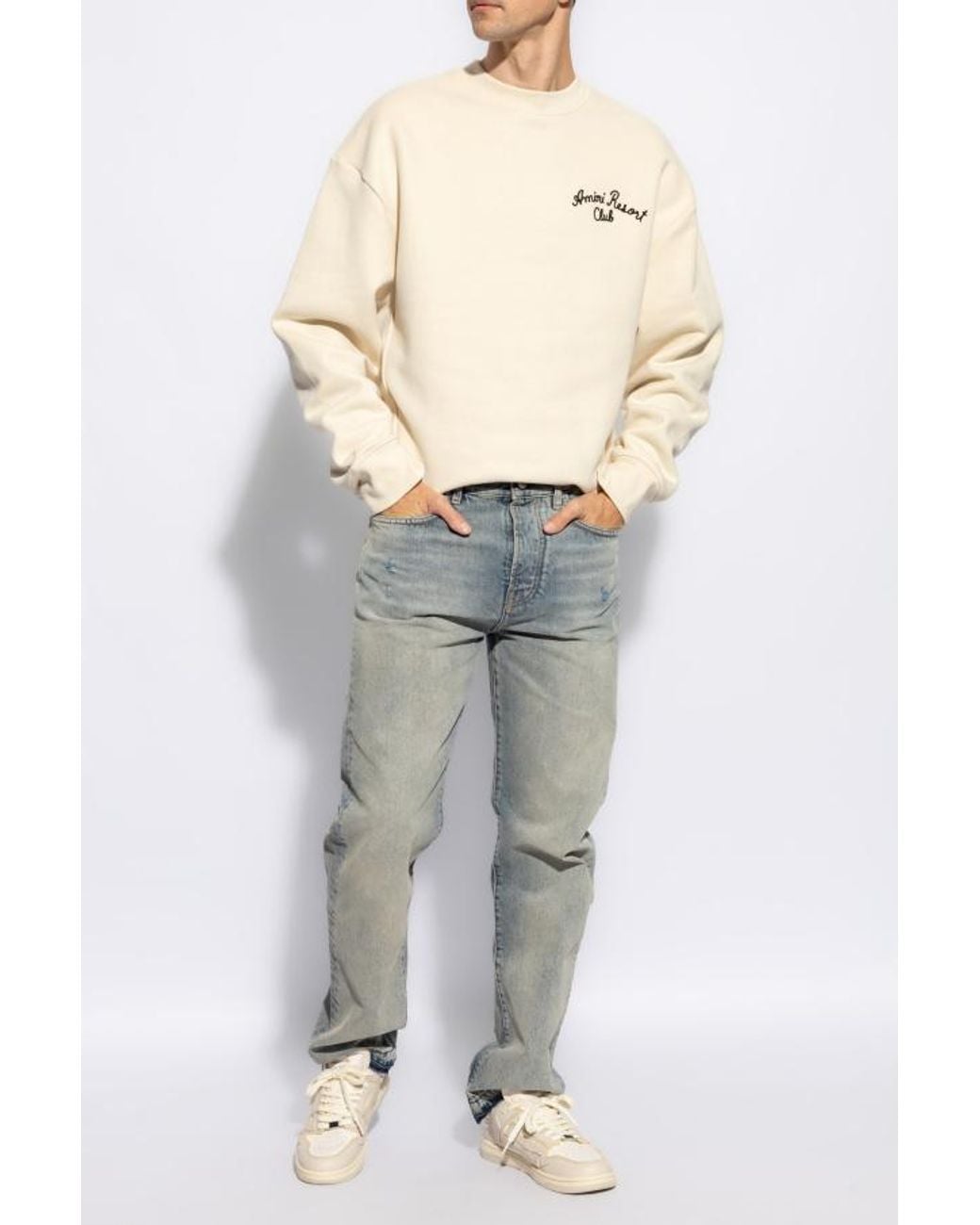 Amiri Gray Vintage Effect Distressed Straight-Leg Jeans for men