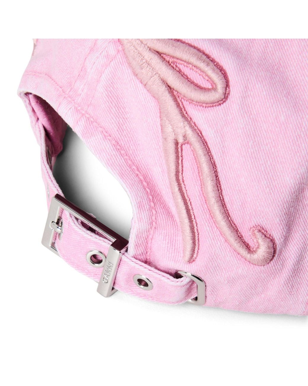 Ganni Pink Solid Color Baseball Cap