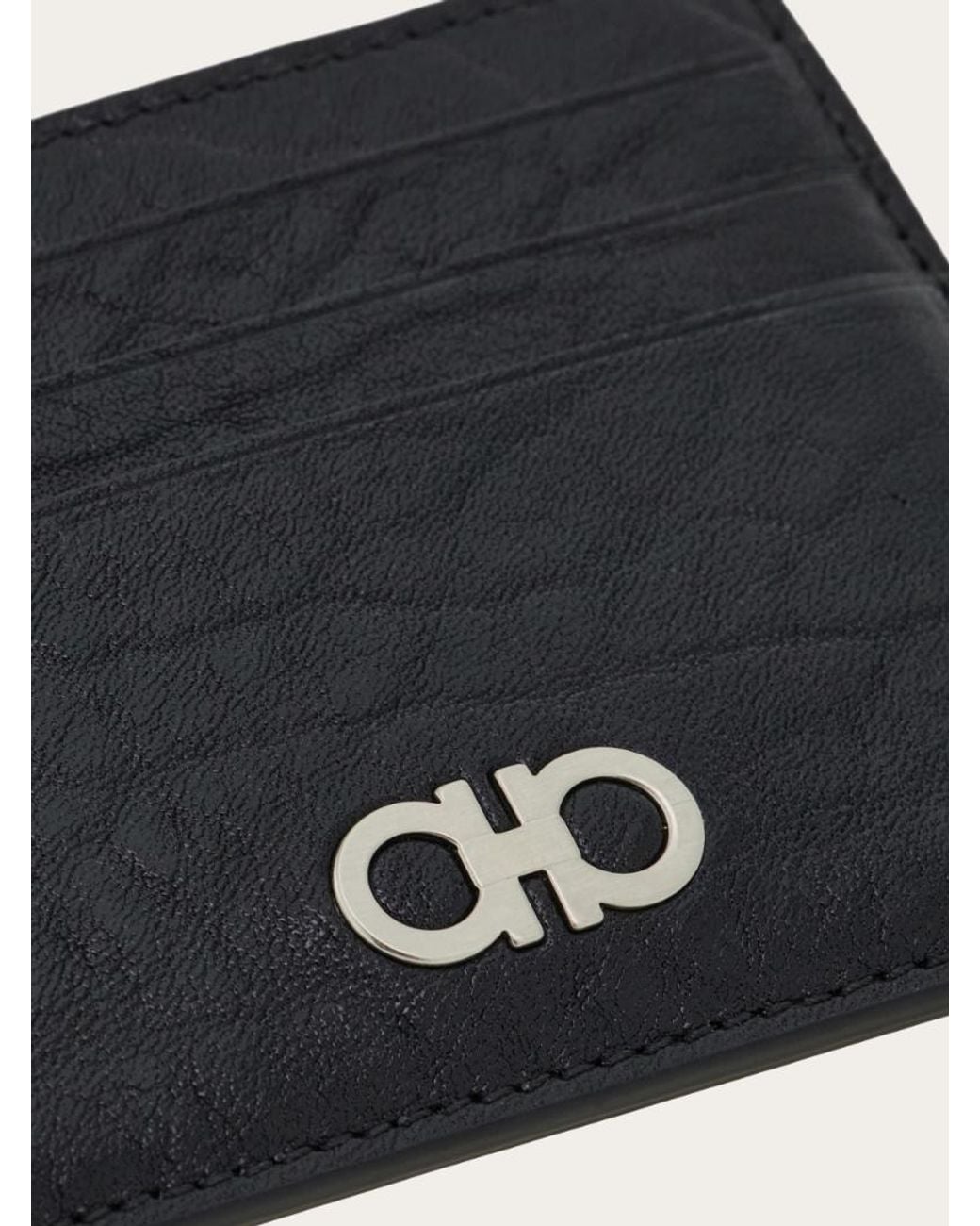 Ferragamo Black Gancini Credit Card Holder for men