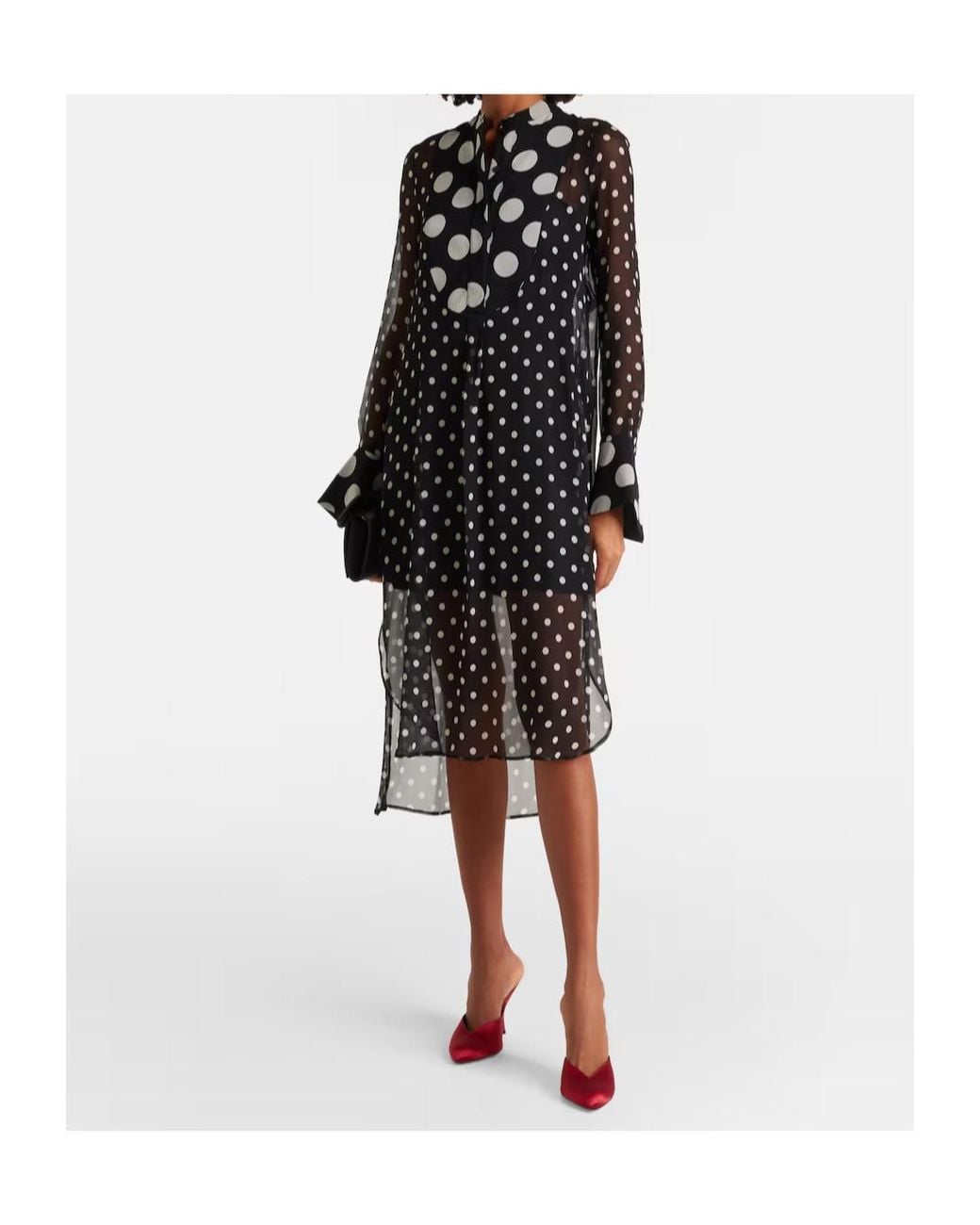 Nina Ricci Black Polka-Dot Semi-Sheer Dress