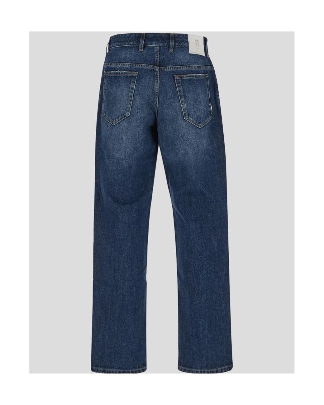 Pt Pantaloni Blue Logo-Patch Straight-Leg Jeans for men
