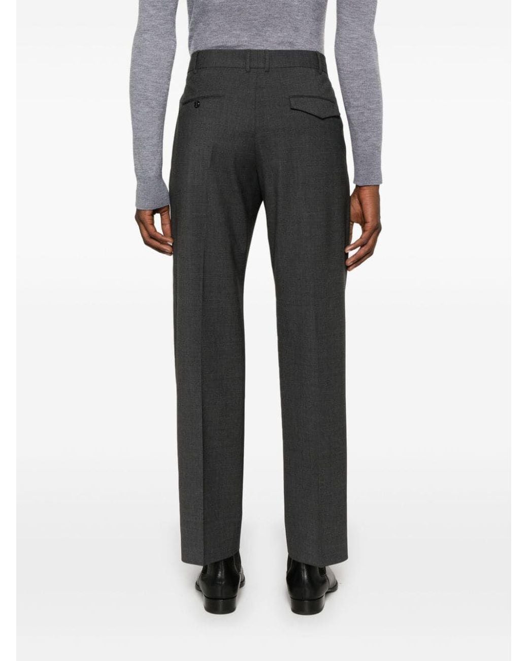 Pt Pantaloni Gray Pt Torino Michael Wool Dress Trousers for men