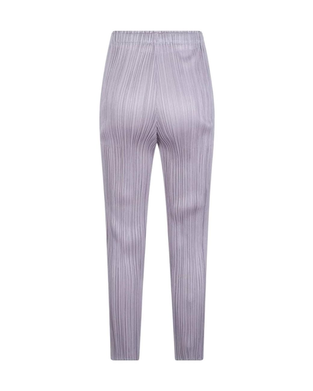 Pleats Please Issey Miyake Purple Casual Pants With An Elastic Waistband