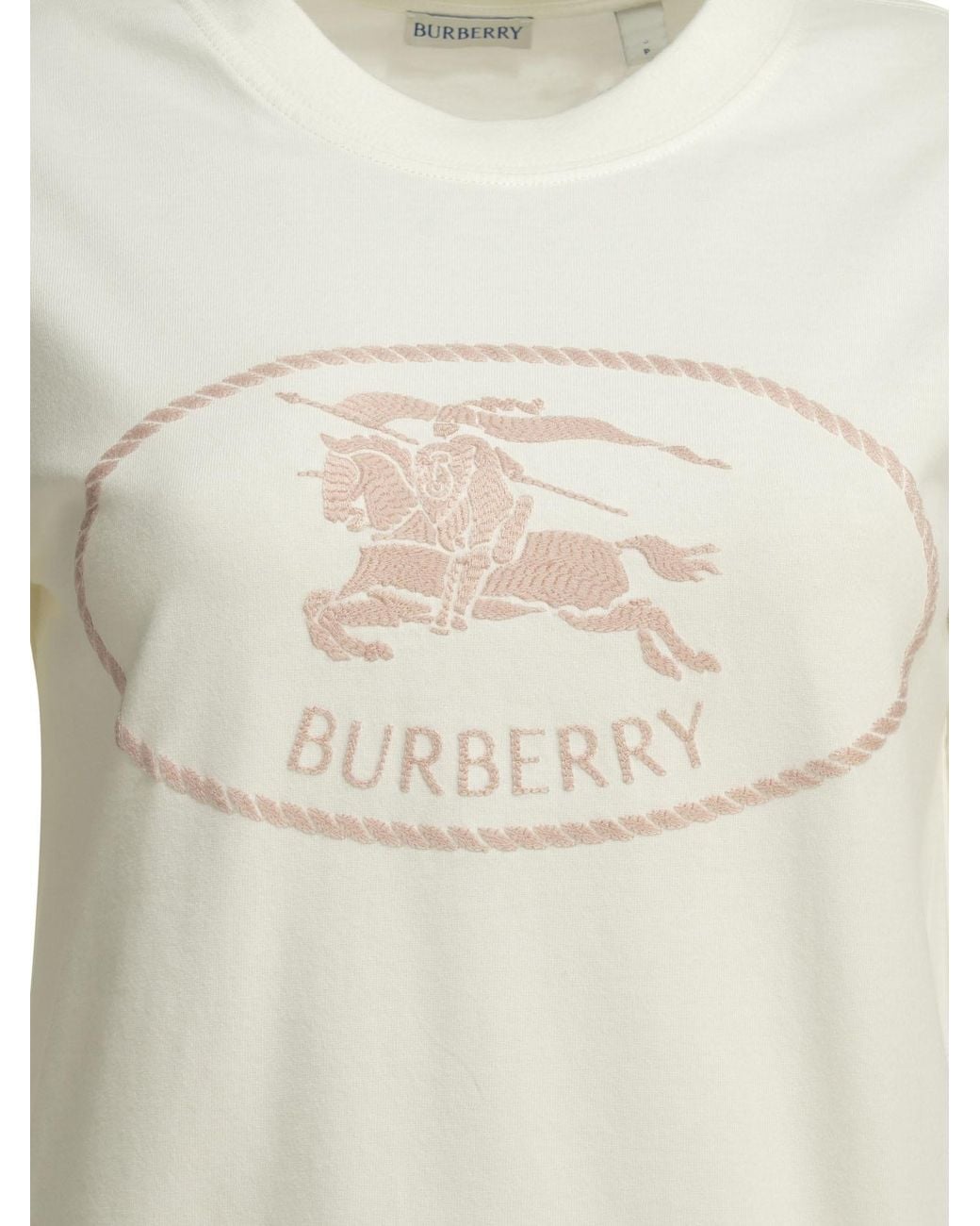 Burberry White Logo Embroidered Crewneck T-Shirt