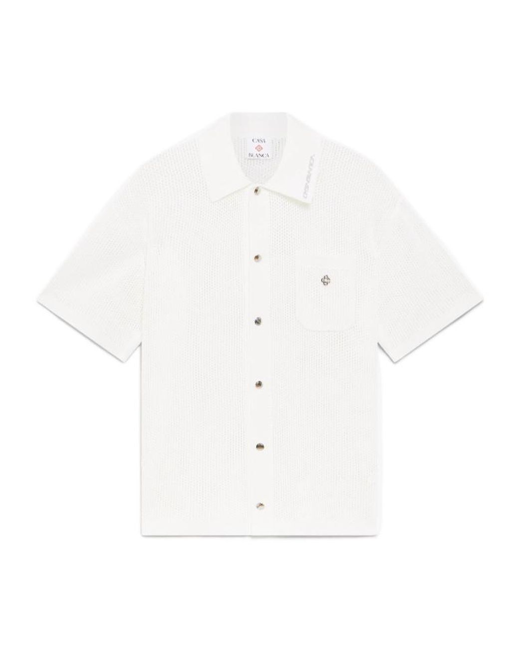 Casablanca White Short Sleeved Mesh Shirt for men