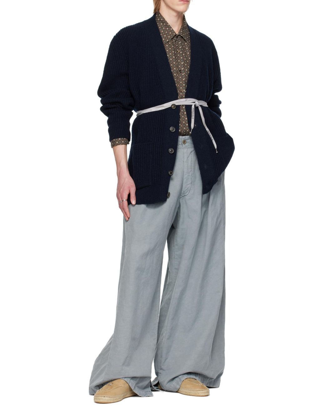 Maison Margiela Blue Buttoned Long-Sleeved Cardigan for men