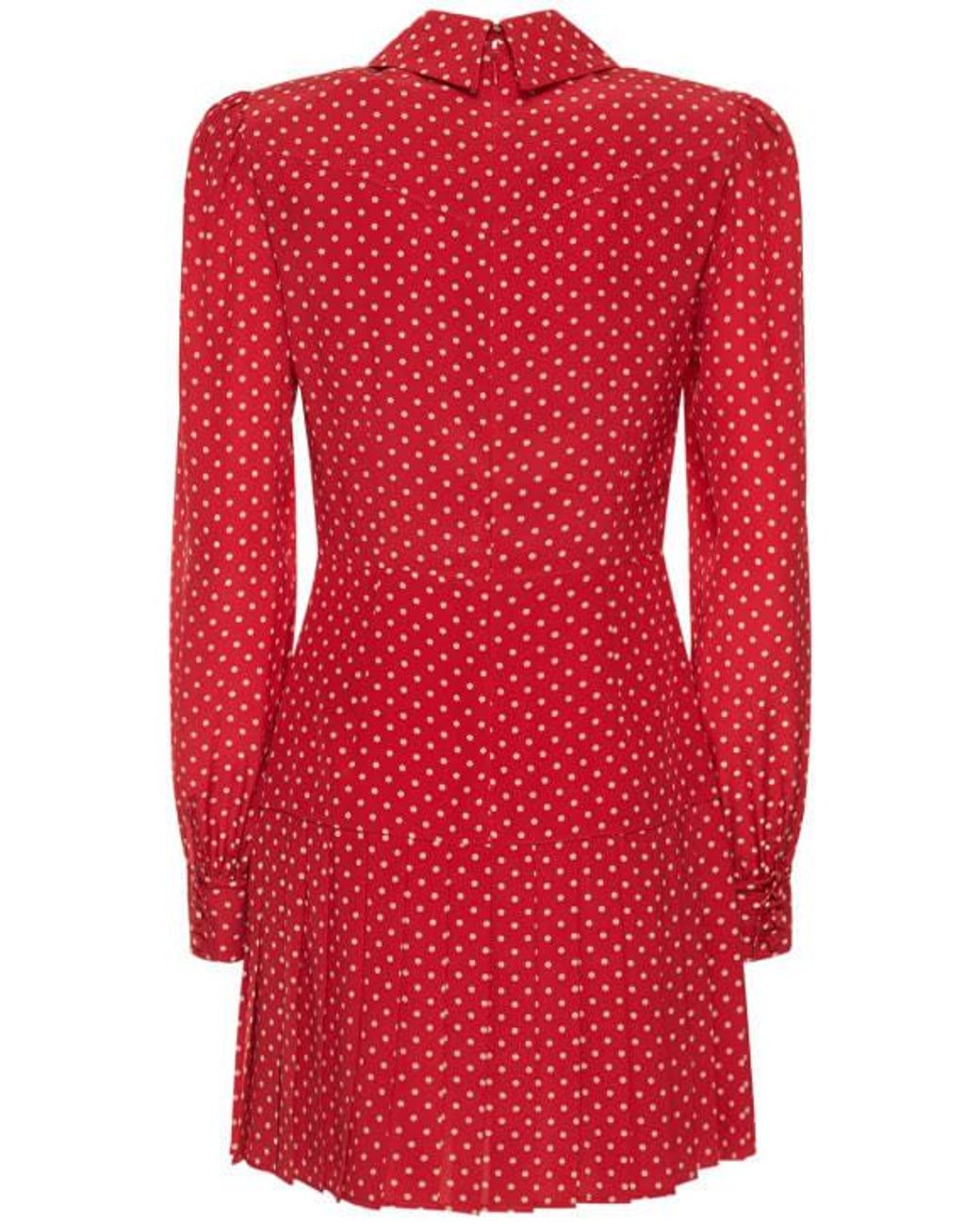 Alessandra Rich Red Polka Dot Silk Georgette Mini Dress