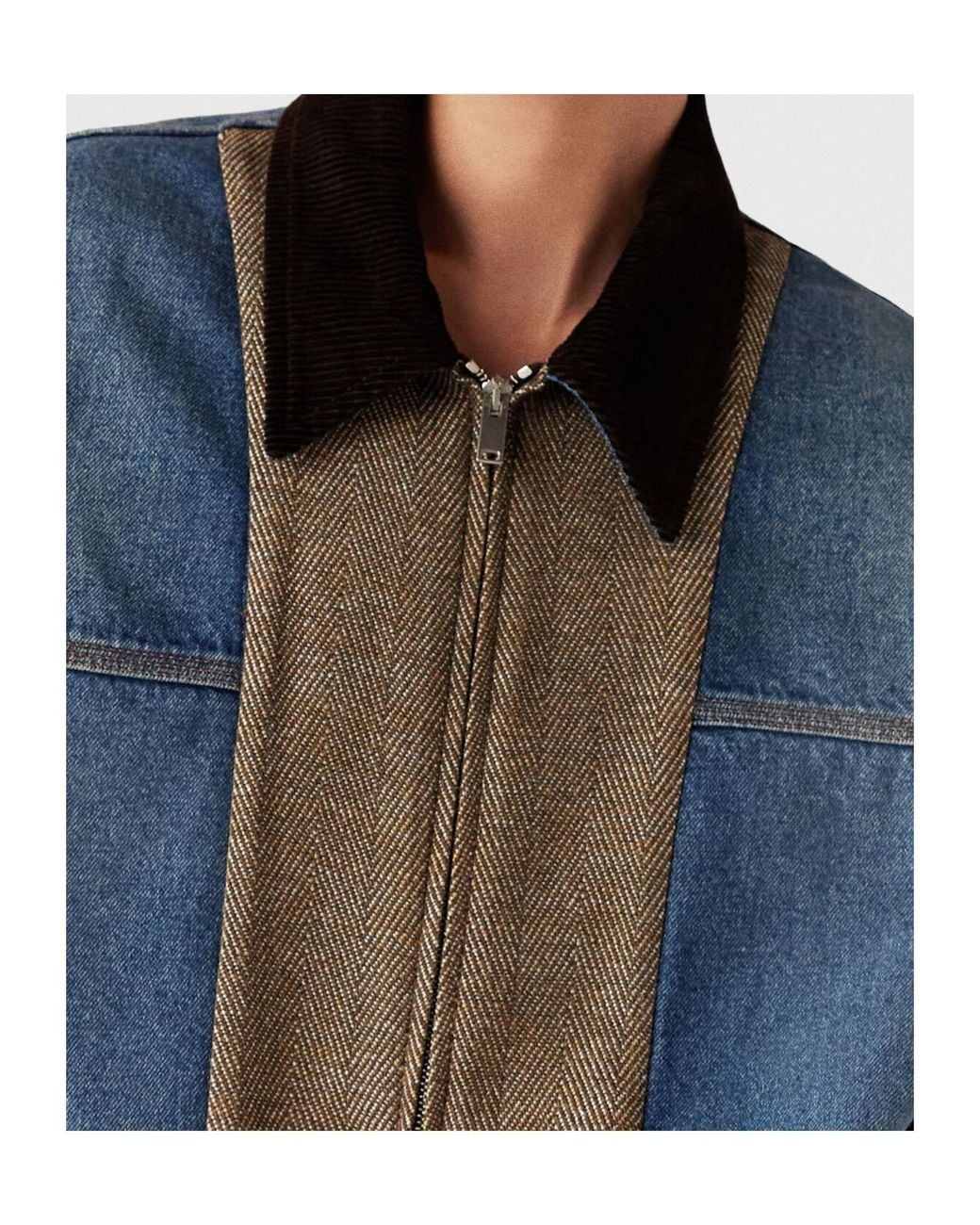 Stella McCartney Blue Tweed Panelled Denim Jacket