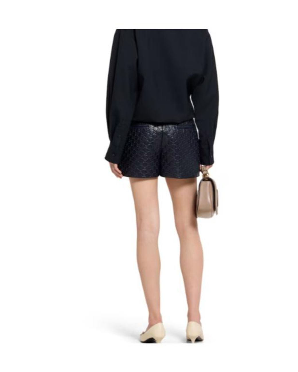 Gucci Gray Gg Embossed Leather Shorts