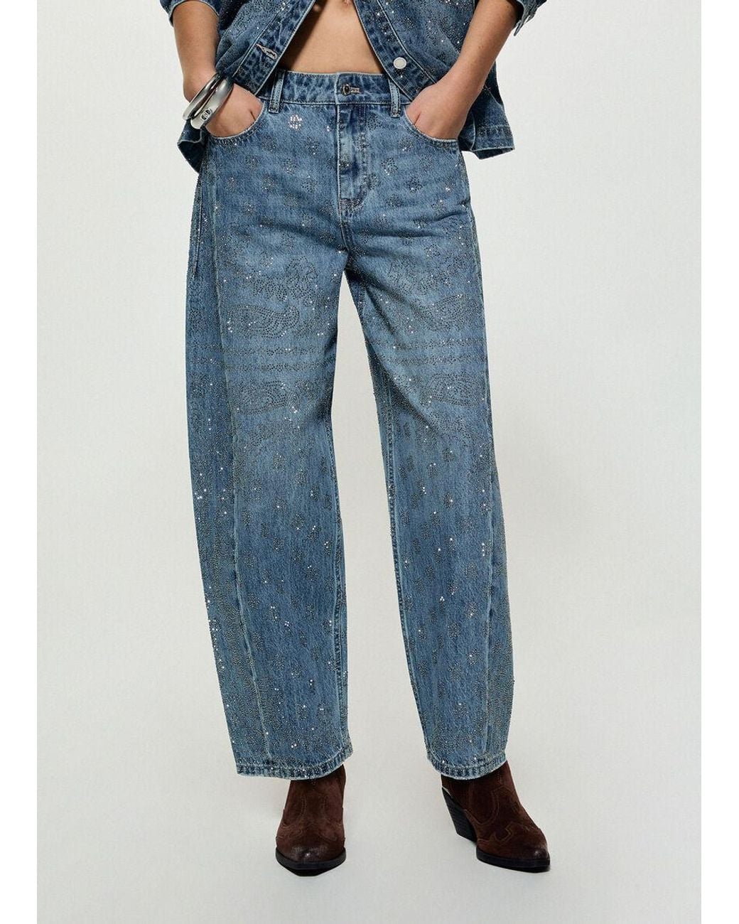 Liu Jo Blue Jeans Balloon With Rhinestones
