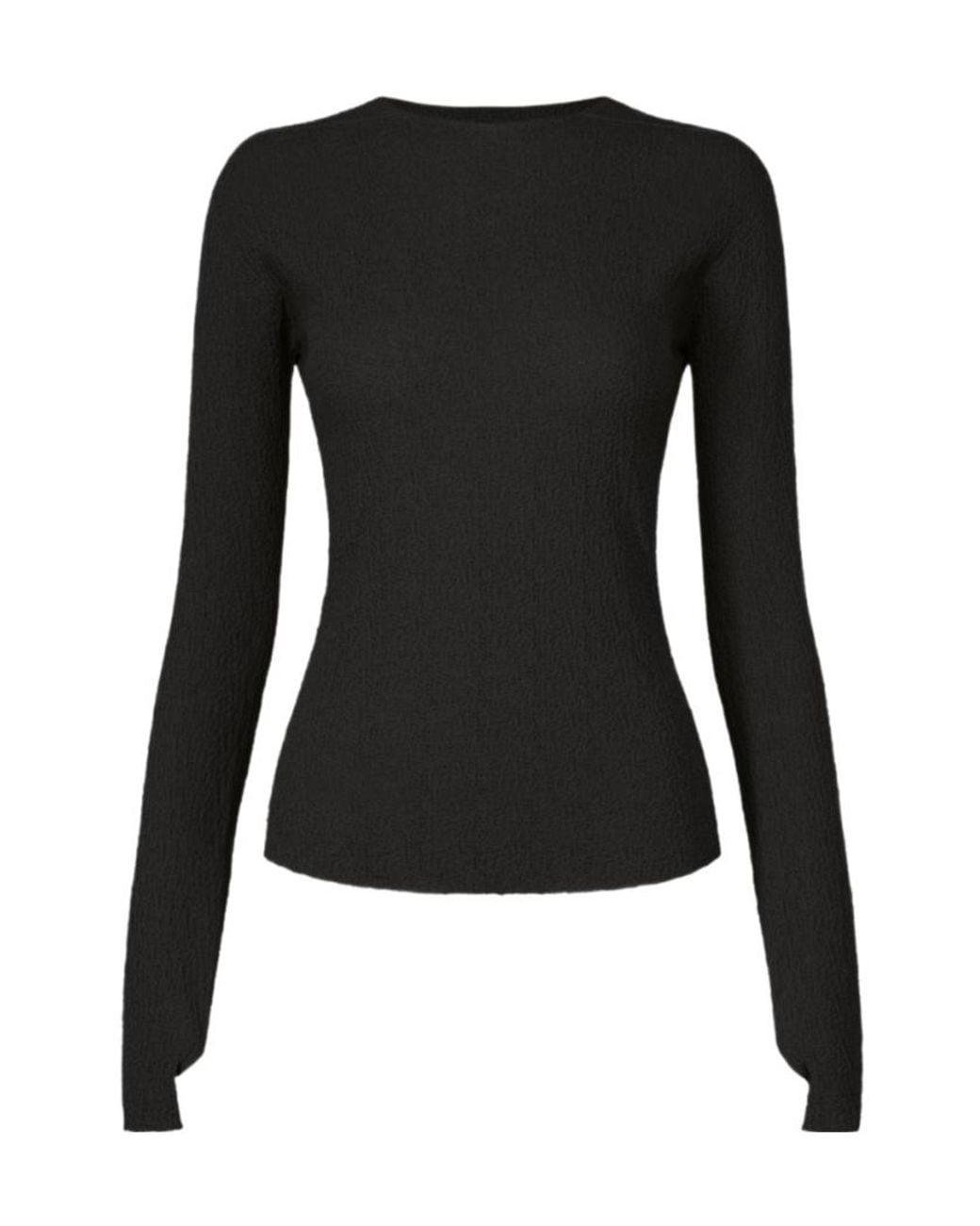 Issey Miyake Black Round-Neck Long-Sleeve Top