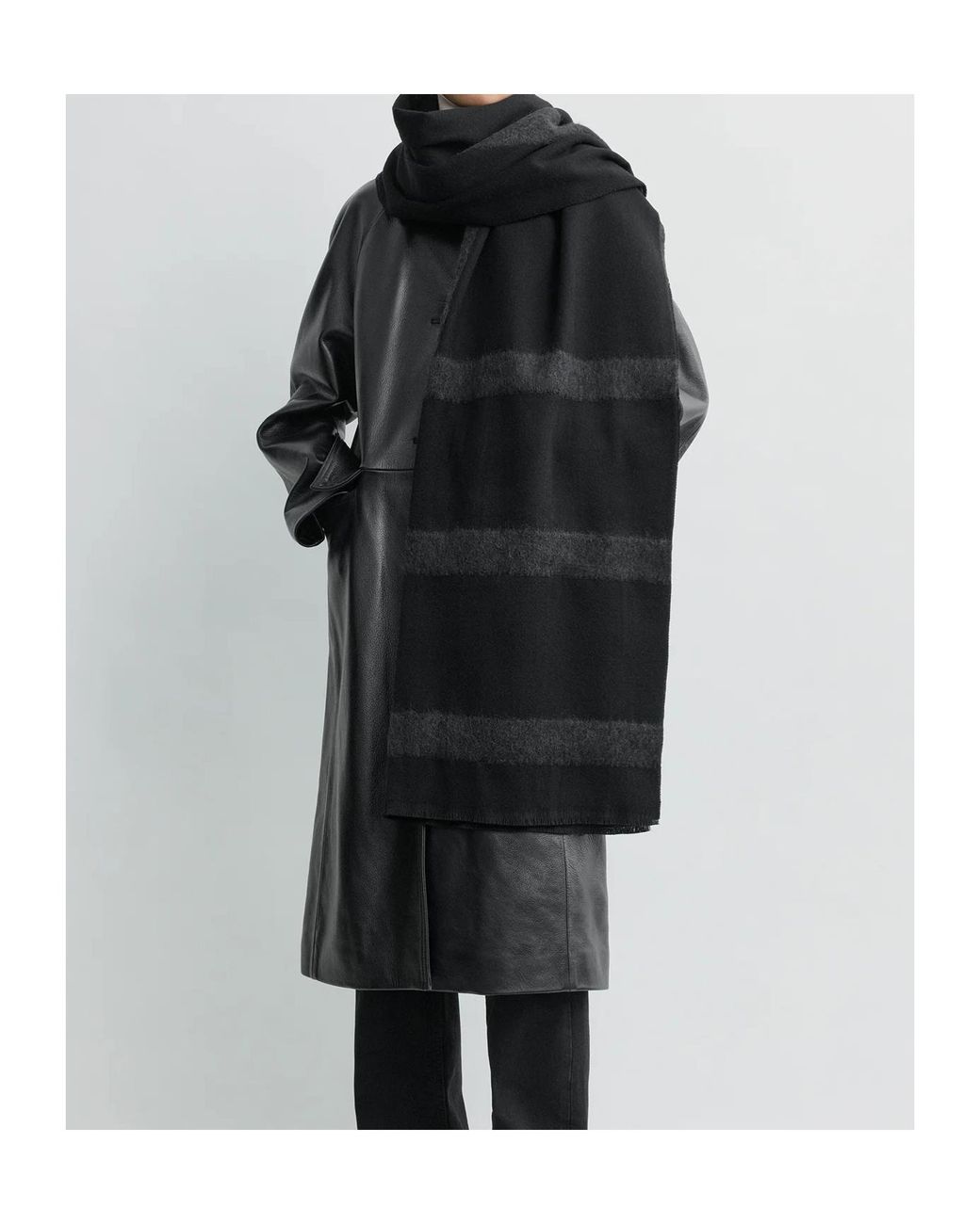 Totême Black Totême Monogram Twill Scarf