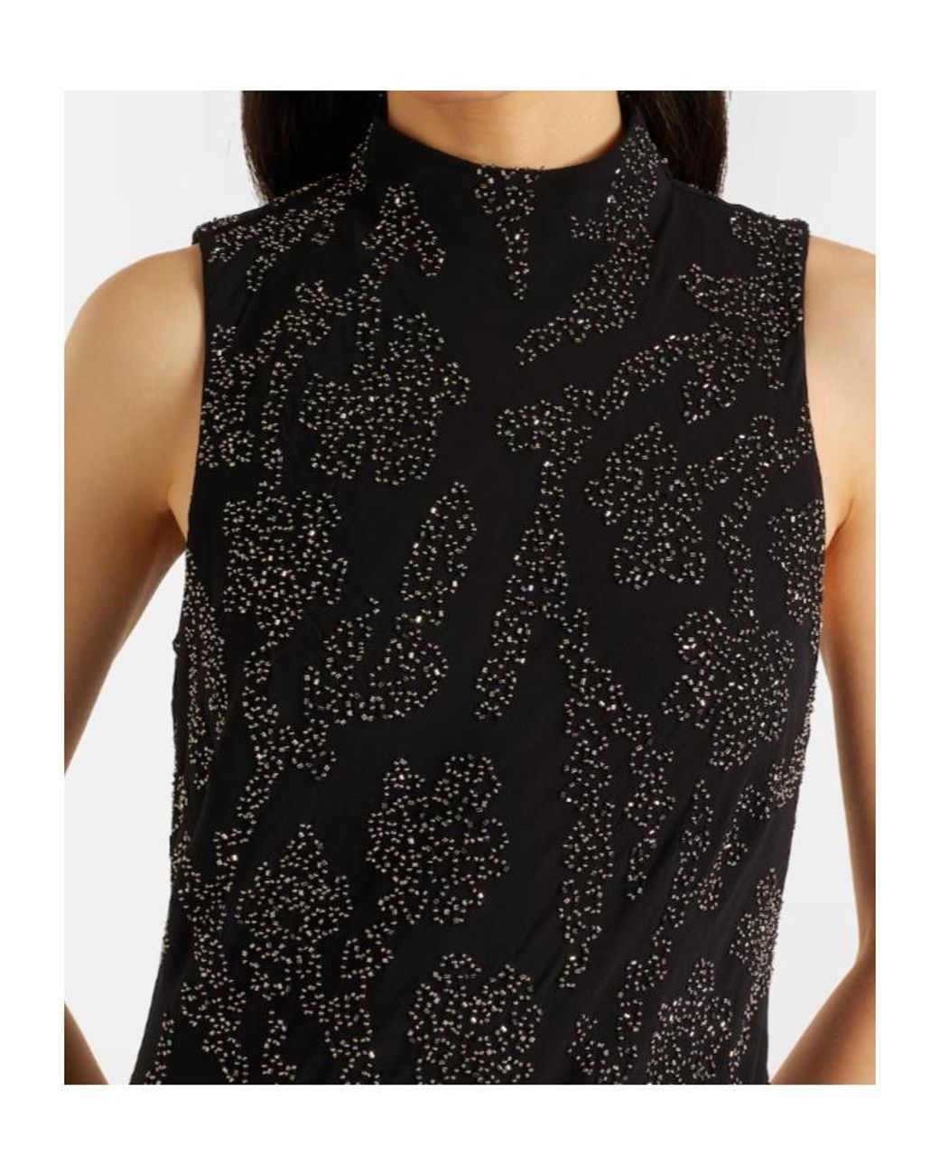 Veronica Beard Black Sylven Beaded Georgette Maxi Dress