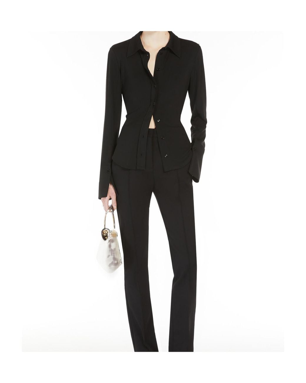 Sportmax Black Candido Open Back Button-Up Top