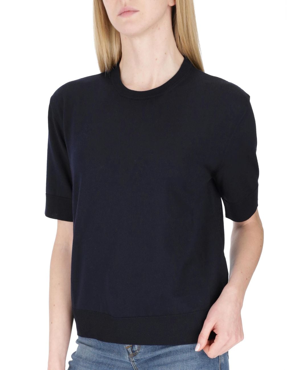 Jil Sander Blue Crewneck Knitted T-Shirt