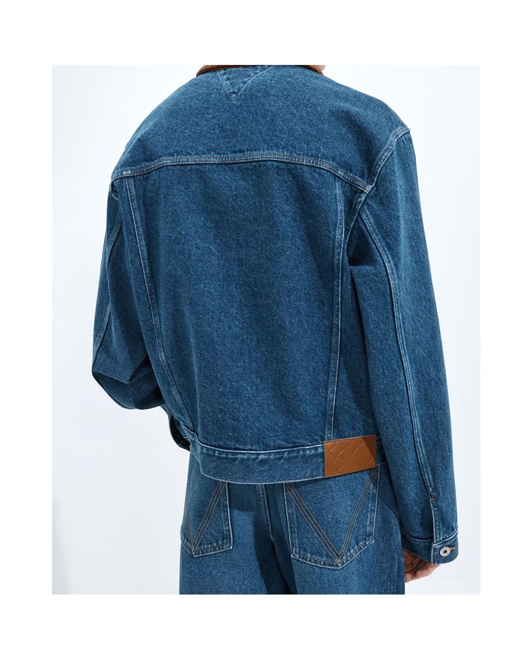 Bottega Veneta Blue Contrast Collar Denim Jacket for men