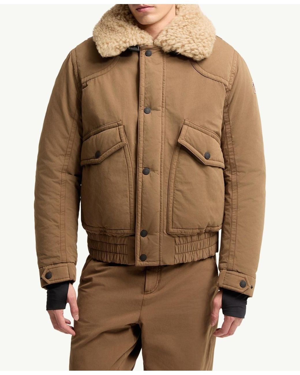 Moncler Natural Grenoble Alpental Shearling Collar Jacket for men
